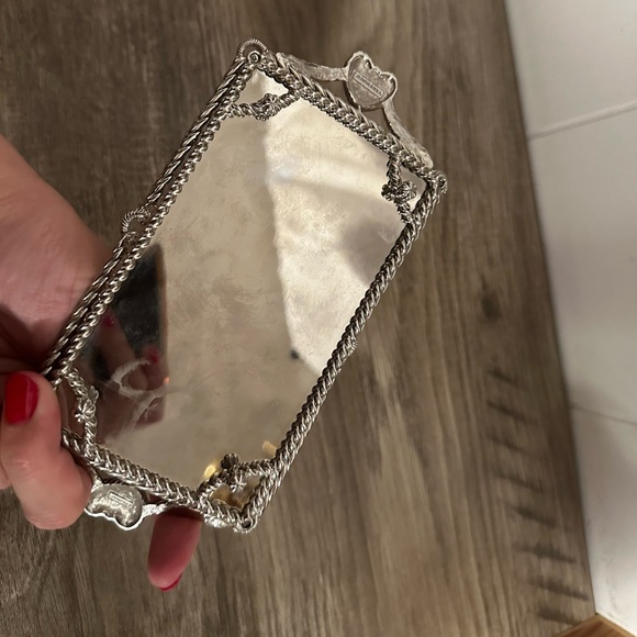 Vintage Judith Ripka Jewelry Tray Mirrored Mother Preal Onyx Hearts - Picture 4 of 8